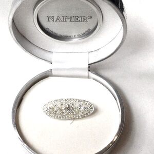 Napier Silver Pave Crystal Brooch & Case